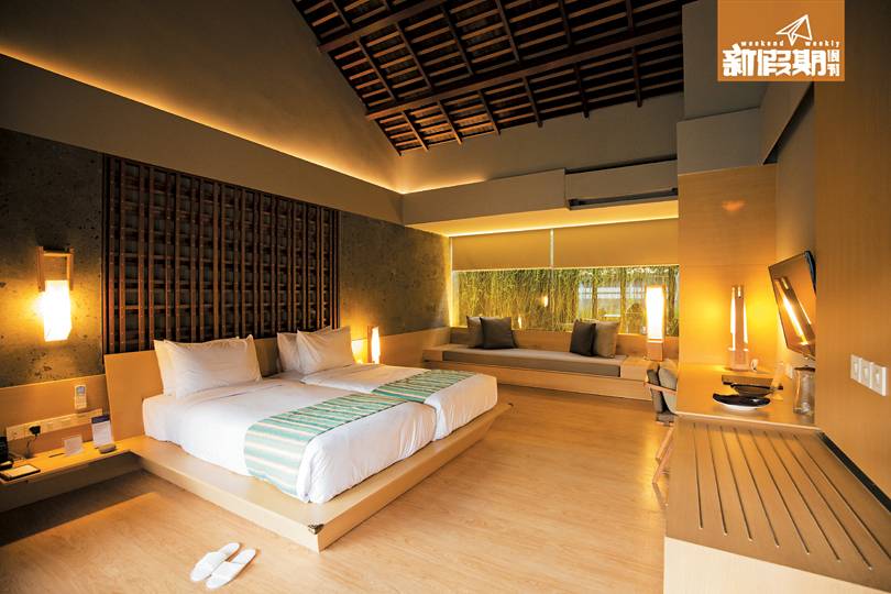 峇里 客房樓底超高，空間感強，配合超柔和的燈光設計，住得非常舒服。