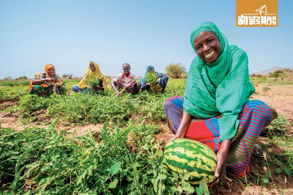 環保 埃塞俄比亞的Kawa Said參加了樂施會的耕種 項目，學種菜種西瓜，收入增加紓緩經濟壓 力。（潘蔚能攝 / 樂施會提供）