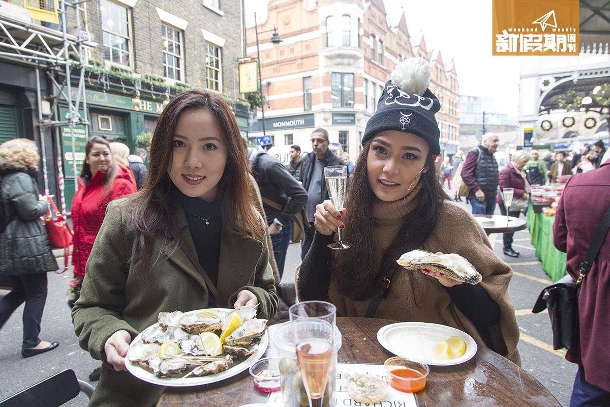 倫敦 美食 Natalie （右）泰籍旅客：生蠔有The Rock 品種，海水味重，我個人喜歡冬季限定的The Native，呈可愛粉肉色，鮮味更強。
