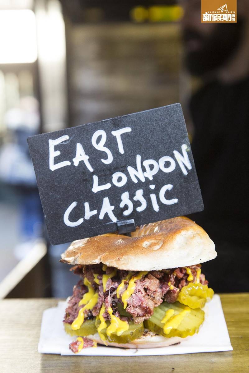 倫敦 美食 牛肉Bagel成三吋厚，超Juicy！（East London Classic £6/HK$58）