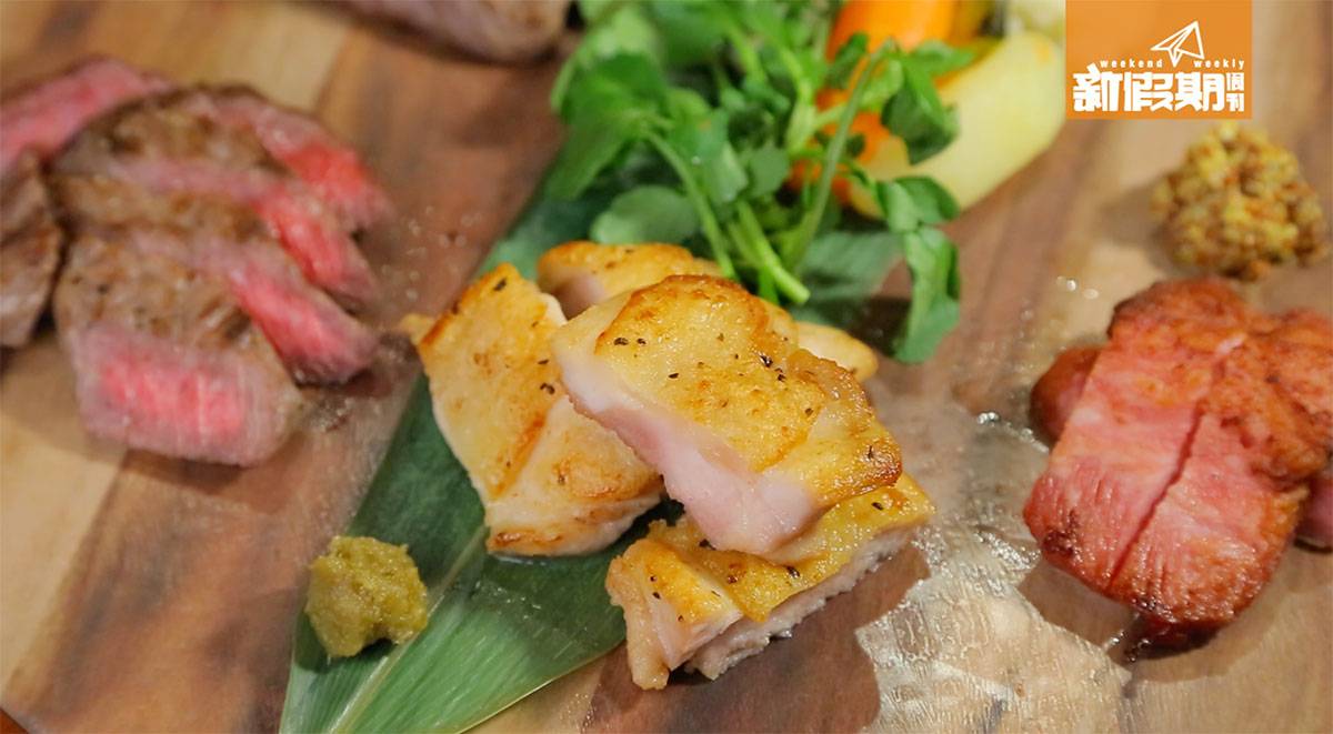 和牛 雞腿肉選用日本產雞，曬上少少黑胡椒調味，肉質鮮嫩幼滑。