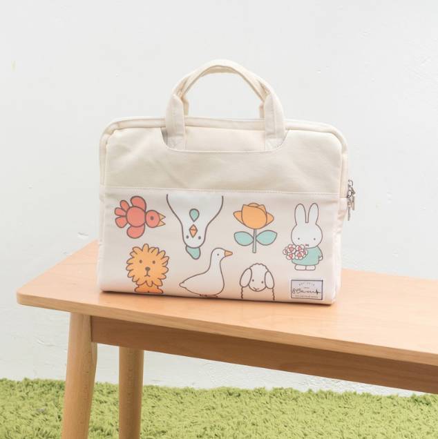 miffy限定店 跟動物們遊玩的MIFFY – 拼色布料手提電腦袋 (13-14吋)