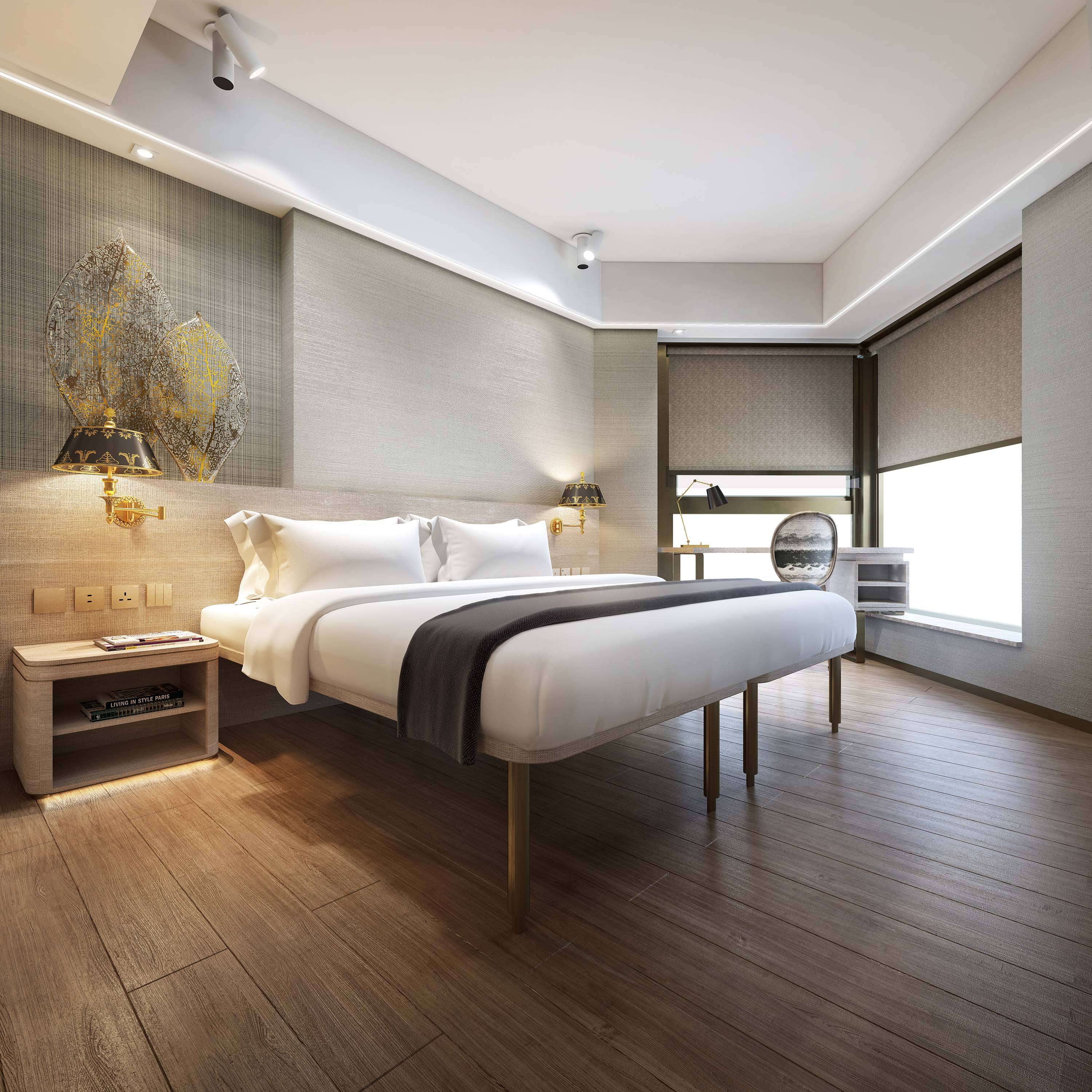 歷山酒店 簡約明亮的客房配備沙發床或工作桌可供選擇。