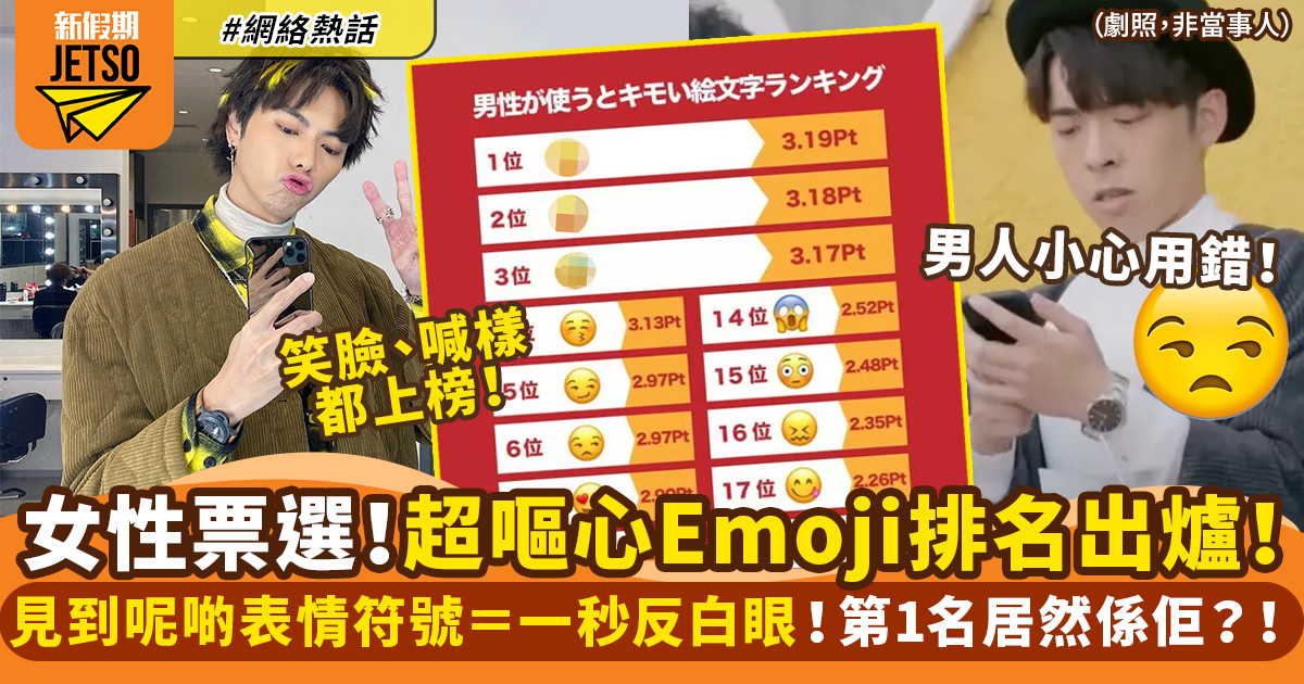 男人用超嘔心Emoji排行榜！日本網站票選 第一名竟然係呢個！｜網絡熱話
