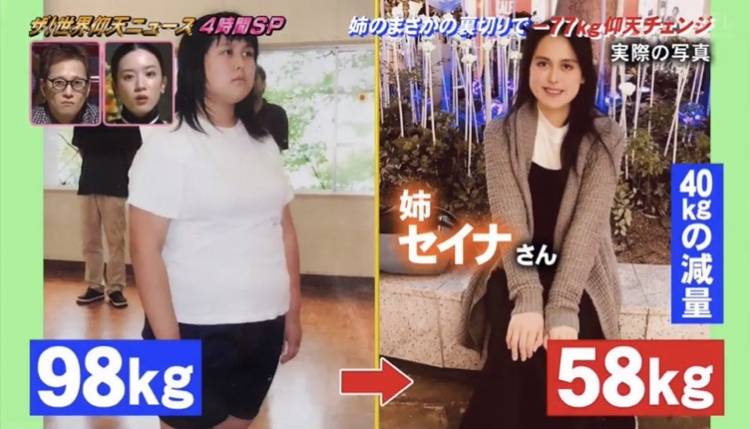 兩姐妹 姊妹 而姐姐則由98kg減至58kg，怒減40kg。