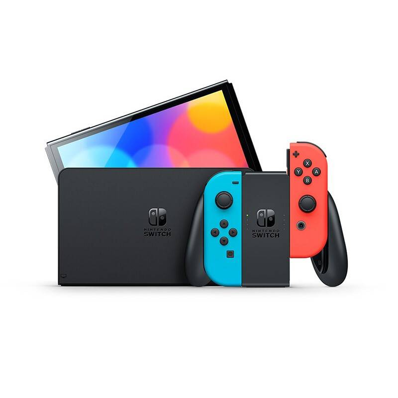 Nintendo Switch (OLED 款式)電光藍・電光紅（圖片來源：蘇寧授權圖片）