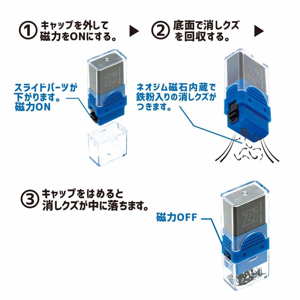 日本文具大賞 文具 只要用擦膠底部磁石就可以一次過吸起擦膠碎，十分方便！