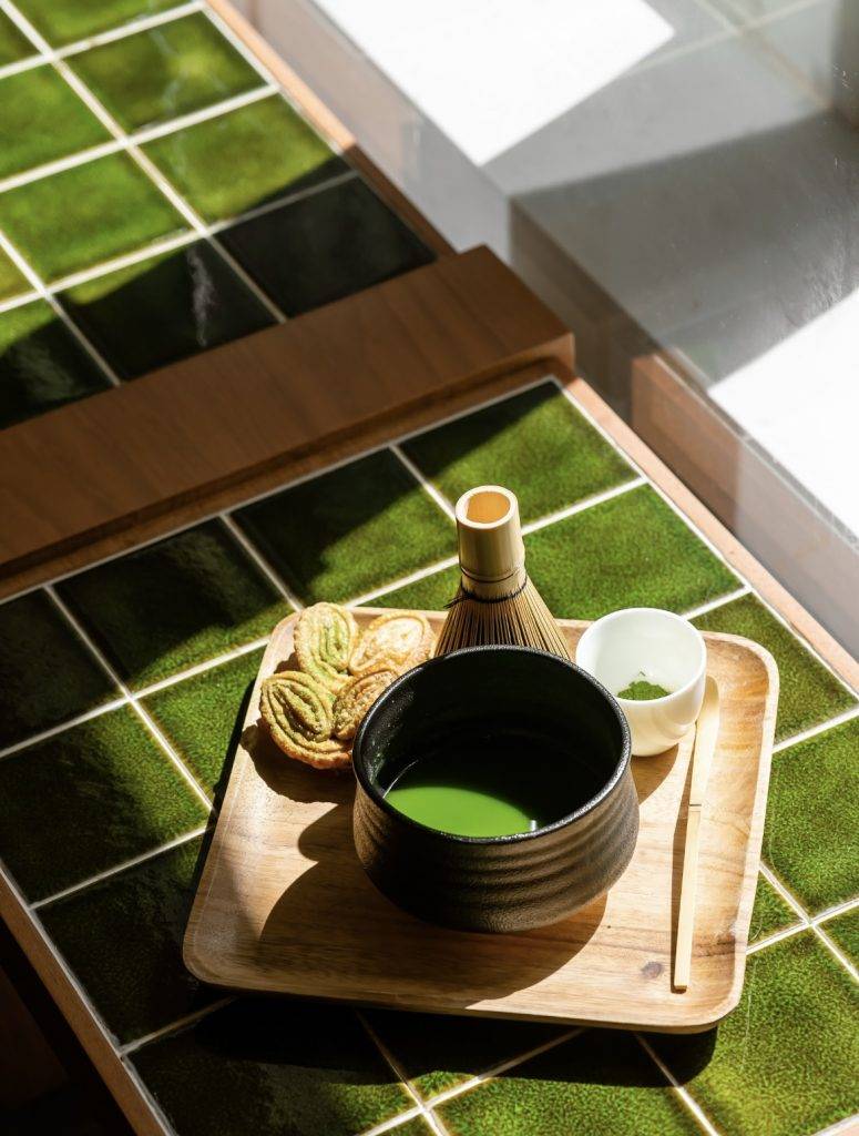 灣仔,綠屋,Maison Meiji 以兩款京都抹茶粉製作的手拂抹茶，味道濃厚。