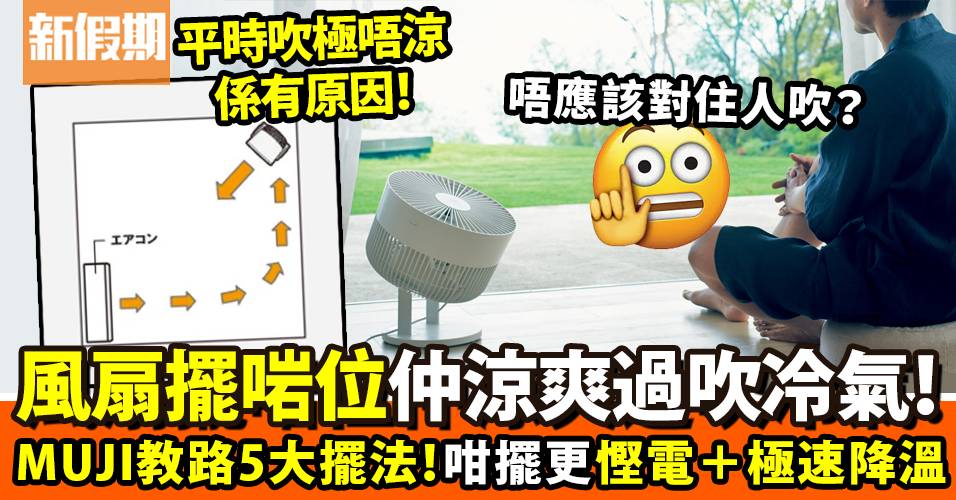 5種電風扇擺位貼士　Muji親教慳錢又慳電　極速消暑降室溫