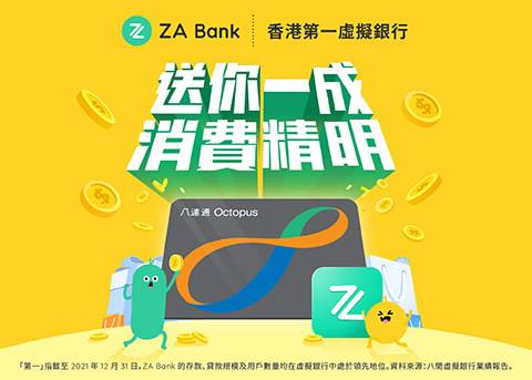 消費券 於ZA Bank 成功開戶兼提交領取消費券，即送$500