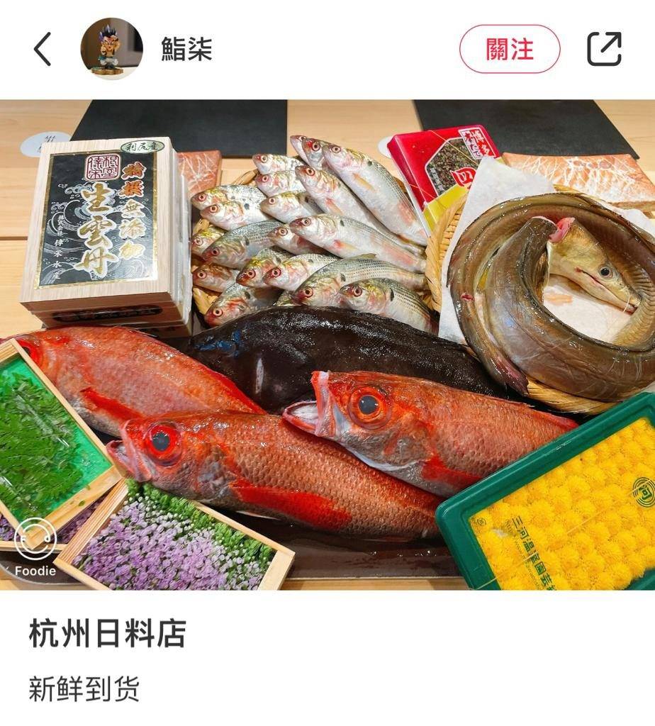 杭州Omakase 店子的小紅書不時上載新鮮食材相片。