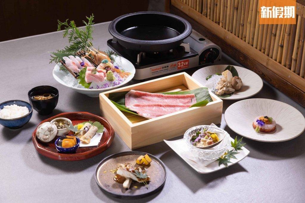 壽喜燒 壽喜燒/sukiyaki推介｜日山「松」Set。有11道菜。