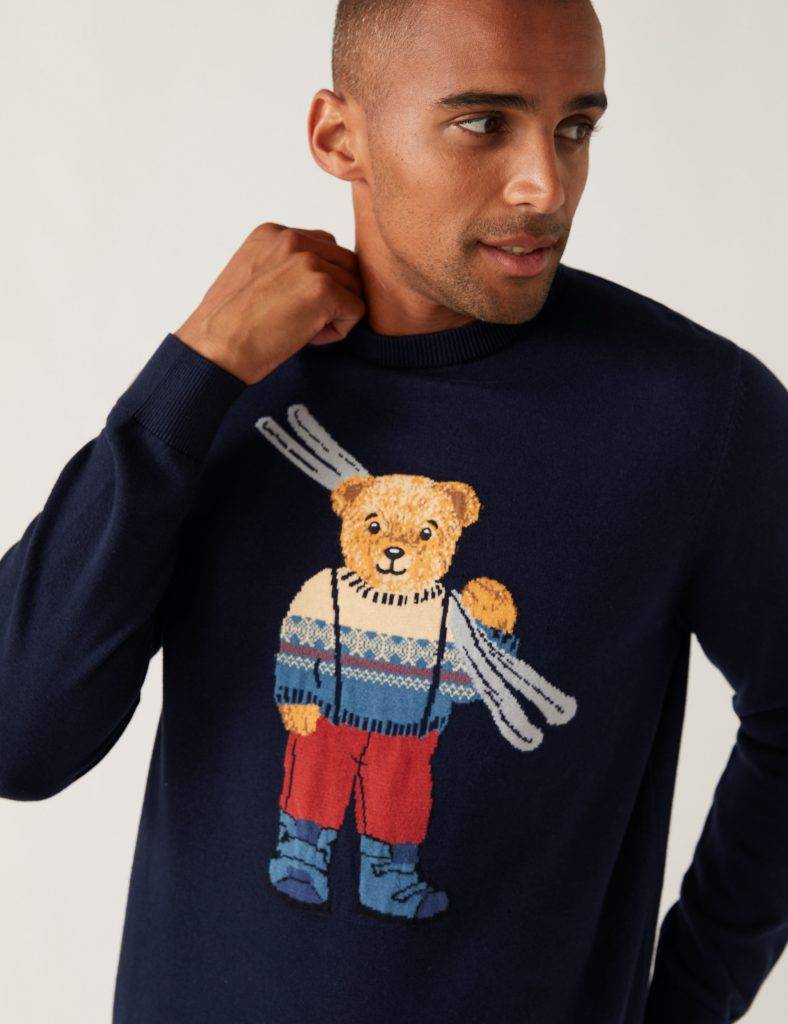 第2件半價 男裝純棉Spencer Bear小熊聖誕圓領毛衣