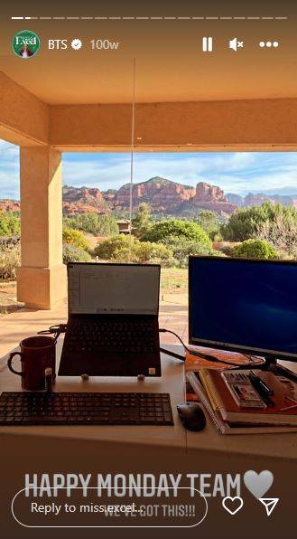 Excel Kat在家工作的景色