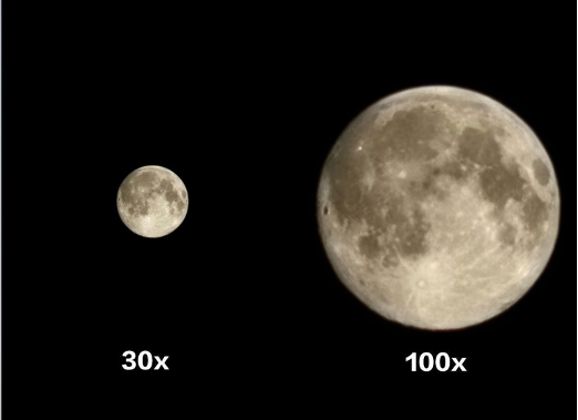 S23系列 由30倍變焦到100倍都可以清晰見到月球隕石坑畫面，手機來說拍攝能力相當強。