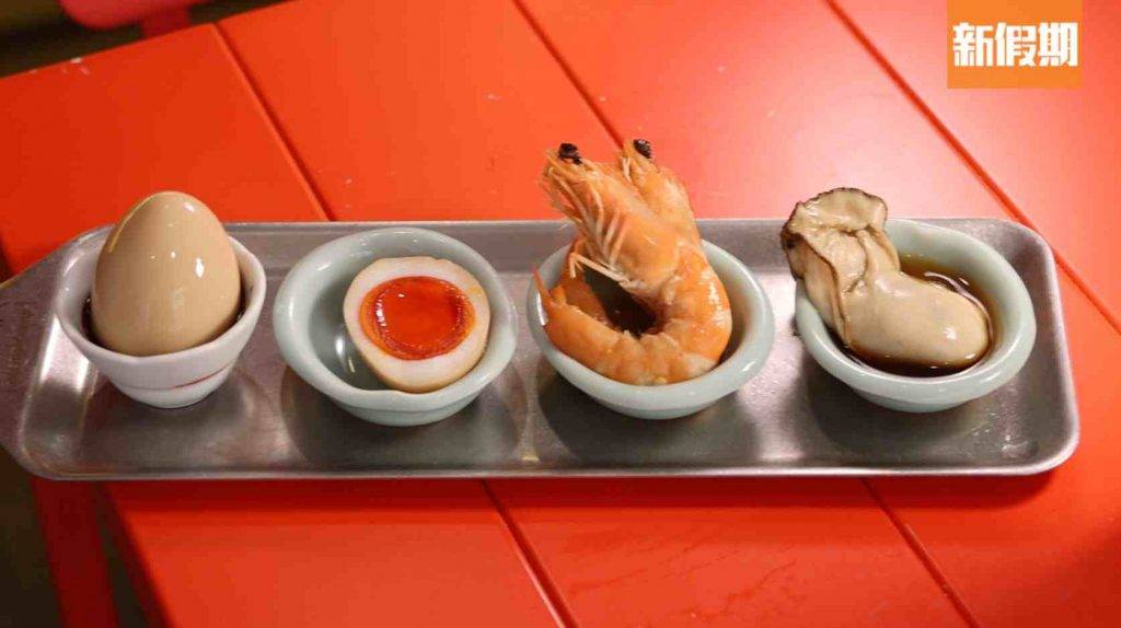 植幕宵 醬油海鮮追加)，以時令海鮮為主，例如蠔、蝦、海螺、鮑魚等。