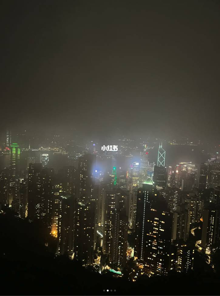 山頂 從樓主貼出的照片也可以看出絕美的香港維港夜景，被白白霧氣的所遮擋，直言「景也看不清」