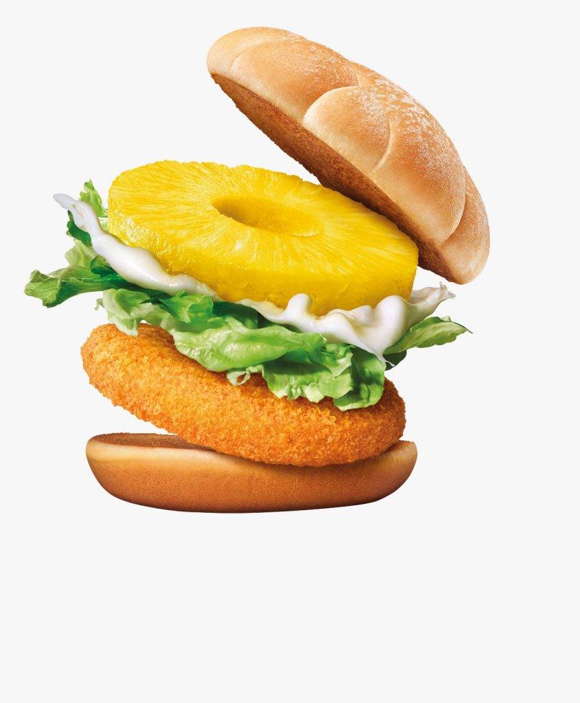 麥當勞優惠 菠蘿蝦堡，以鬆軟扭紋芝麻麵包配上香脆炸蝦餅，加上原片菠蘿和蛋黃醬作點綴，味道格外清爽！