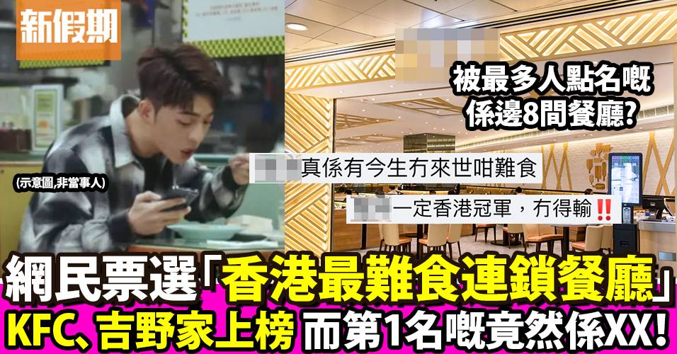 網民票選「香港最難食連鎖餐廳」KFC、吉野家上榜而第1名的竟然係XX！