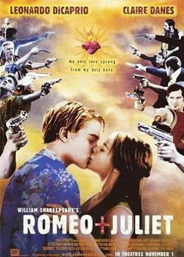 羅密歐與祝英台 陳茵媺 羅密歐與祝英台 周嘉洛 在1996年電影《羅密歐與茱麗葉：後現代激情篇》，由里安納度狄卡比奧Leonardo DiCaprio）同嘉露兒丹絲Claire Danes）主演，兩大家族在城市內不時發生槍戰。