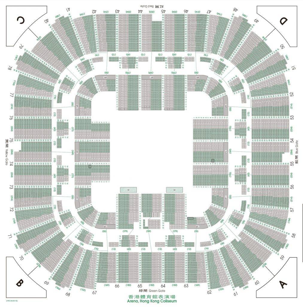 郭富城演唱会2024香港站 四面台座位表（图片来源：红馆官方网站）