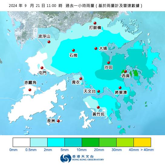 黃雨警告現正生效！附天文台各區雨量分佈圖