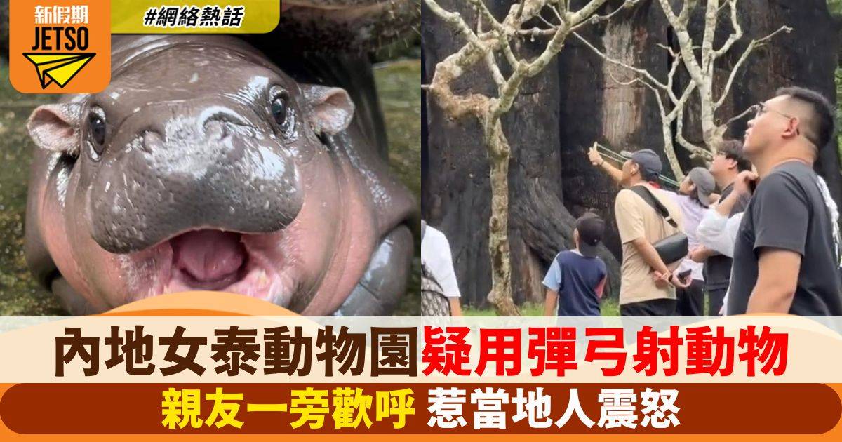 內地女泰動物園疑用彈弓射動物 親友一旁歡呼 泰網友震怒