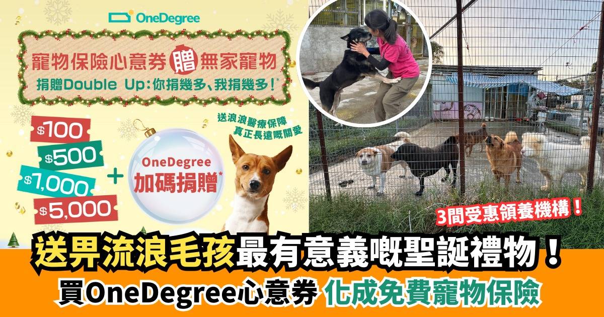 延續聖誕的愛：買OneDegree「寵物保險心意券」 為無家動物送寵物保險