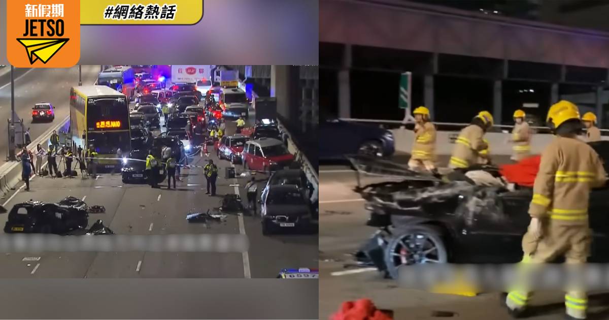 有片｜西九龍公路元旦車禍釀3死6傷 私家車男傷者全身骨折恐癱瘓