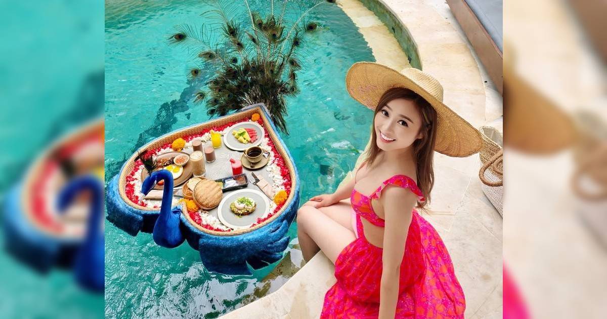 黃美棋峇里補度蜜月分享老公視角水著照  網民預測：兩個人去三個人返