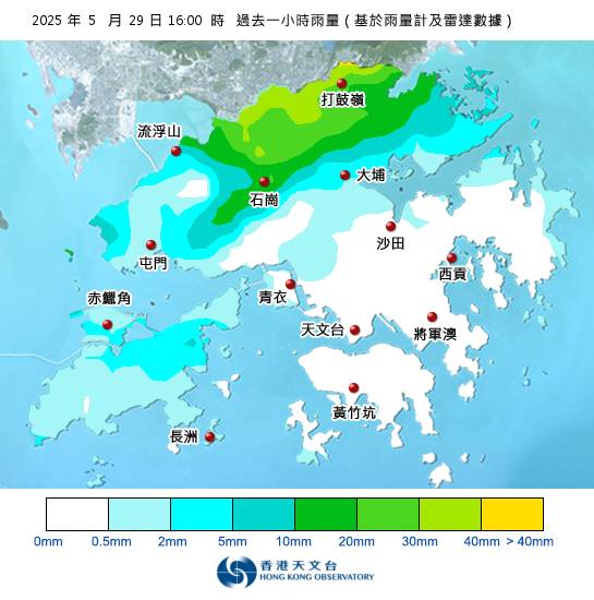 黃色暴雨警告 (圖片來源:香港天文台)