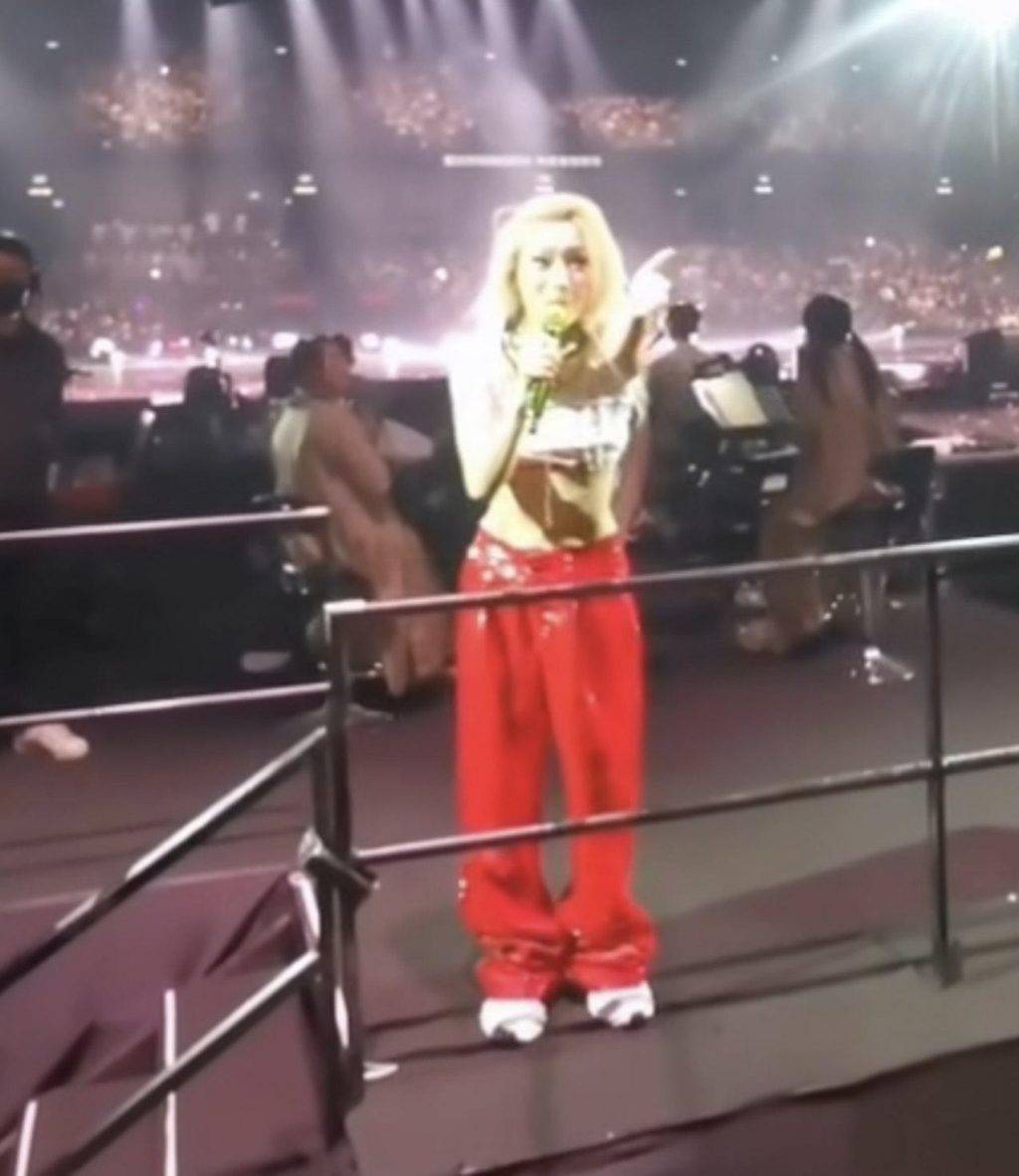 吳文忻 Sammi 情緒亦即時變得激動,特意停下腳步,企定定在吳文忻前獻唱(圖片來源:IG@nat_ng_nat)