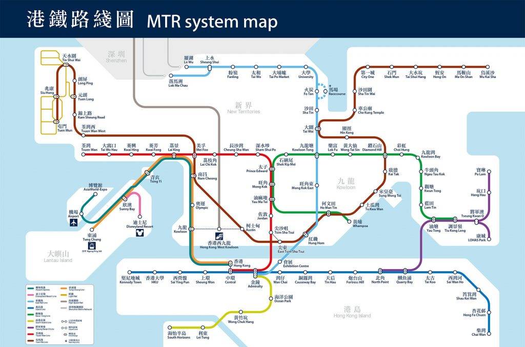 hongkong airport 港鐵路線圖(圖片來源:MTR)
