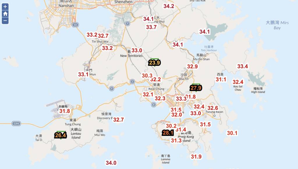 酷熱天氣警告 (圖片來源:香港天文台)