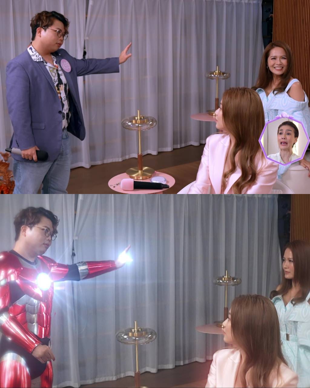 女神配對計劃 Babyface Babyface爆笑冧女絕殺4-Ironman式示愛手勢,留意番,佢hold咗好耐吓嘅。(圖片來源:TVB)