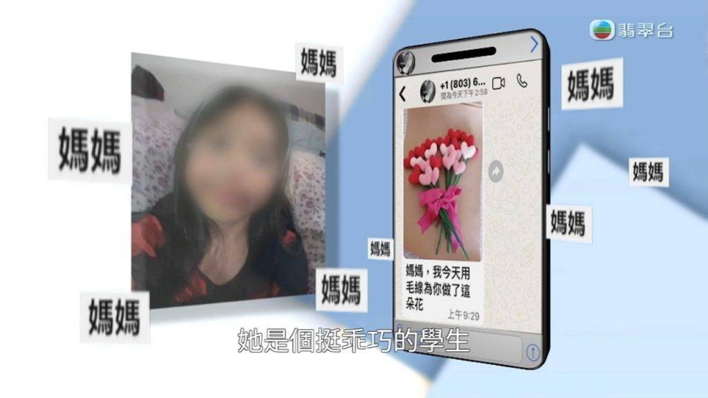 詐騙 「劉德華女兒」在對話中狂冧Helen:「媽媽,我今天用毛線為你做了這朵花!」(圖片來源:TVB)