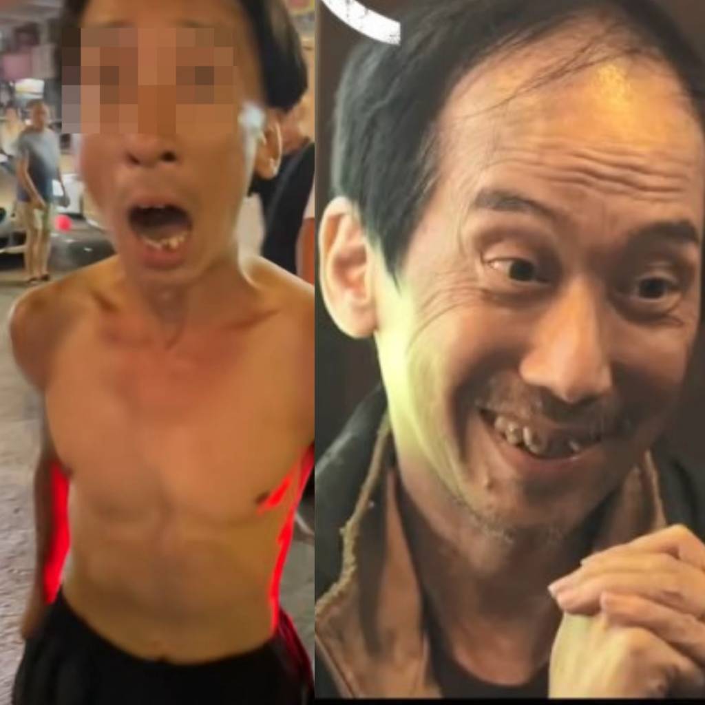 排骨哥 有網民笑指「排骨哥」的外貌與身形,神似張達明在電影《麥路人》中飾演的露宿者角色「口水祥(圖片來源:網上圖片 / 《麥路人》)
