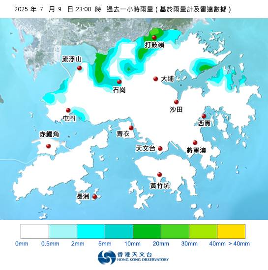 過去一小時等雨量線圖