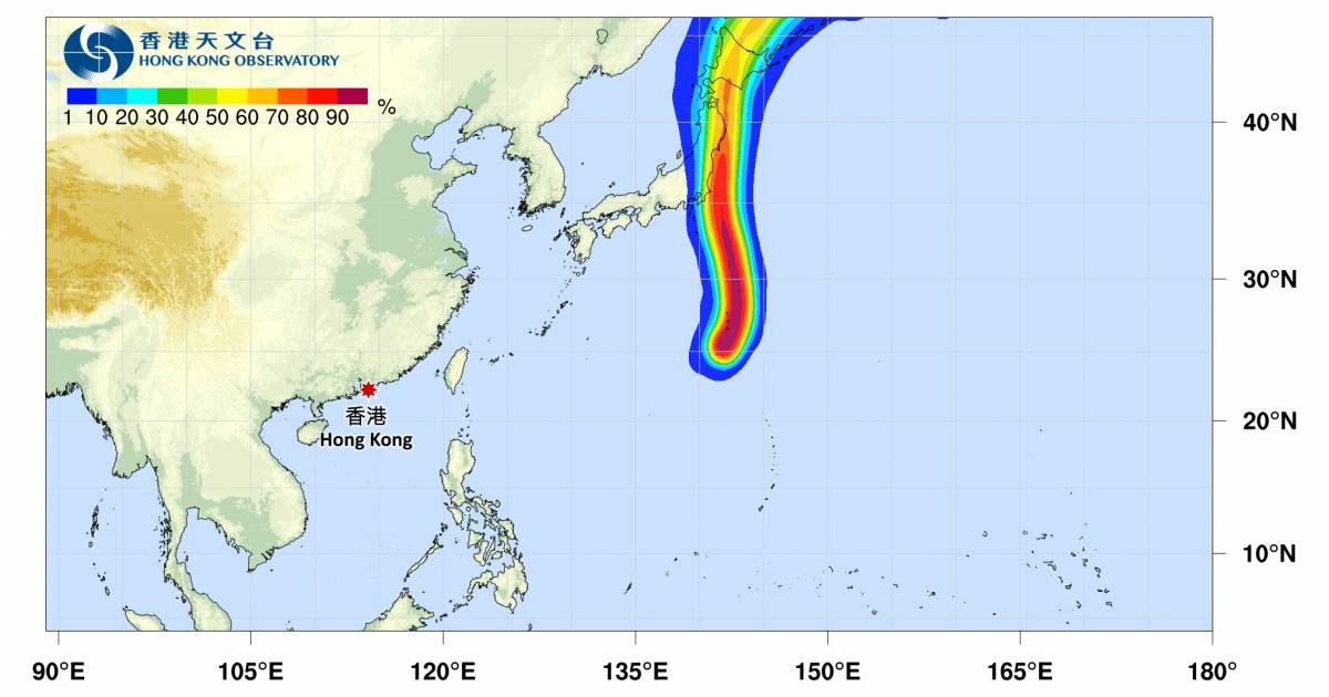 颱風百合最新消息｜天文台颱風路徑預測！掛3號風球機率有幾大？