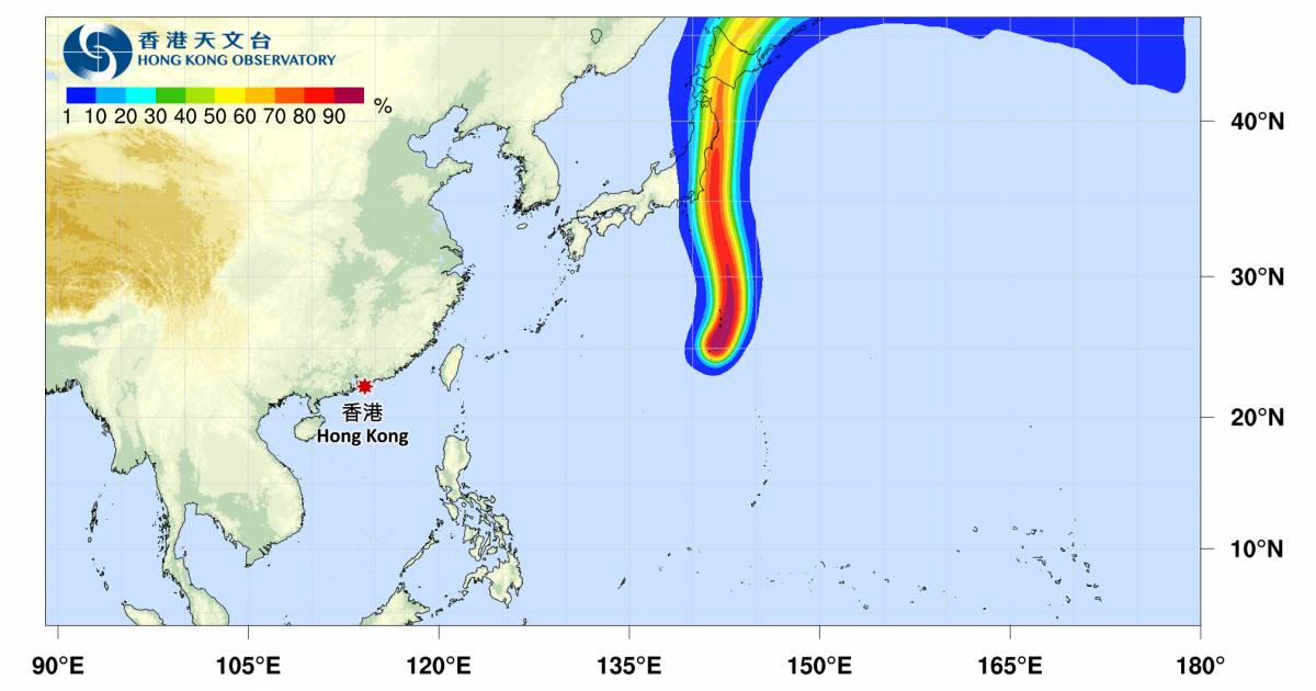 颱風百合最新消息｜天文台颱風路徑預測！掛3號風球機率有幾大？