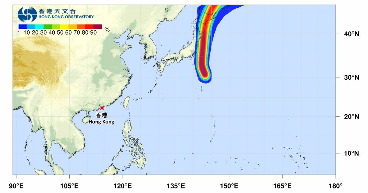 颱風百合最新消息｜天文台颱風路徑預測！掛3號風球機率有幾大？