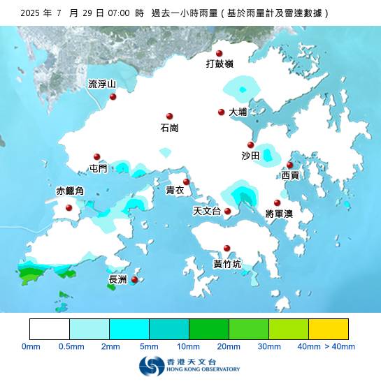 黃雨警告於上午8時05分生效！各區降雨量更新