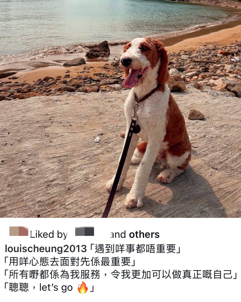 謝安琪 張繼聰 對於老婆連日來被網民嘲笑,張繼聰日前就在社交平台發文疑似回應事件。(圖片來源:ig@louischeung2013)