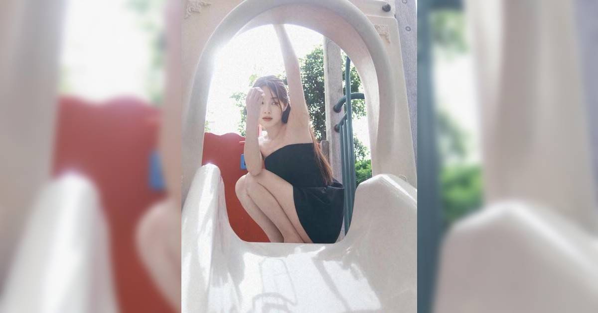 視后十強蔡潔深夜公園解放！黑色Tube Dress踎滑梯洩童真 網民：反差太大！