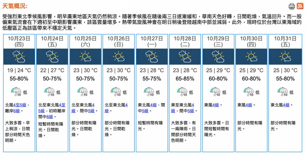 即時天氣消息 天文台 (圖片來源:天文台)