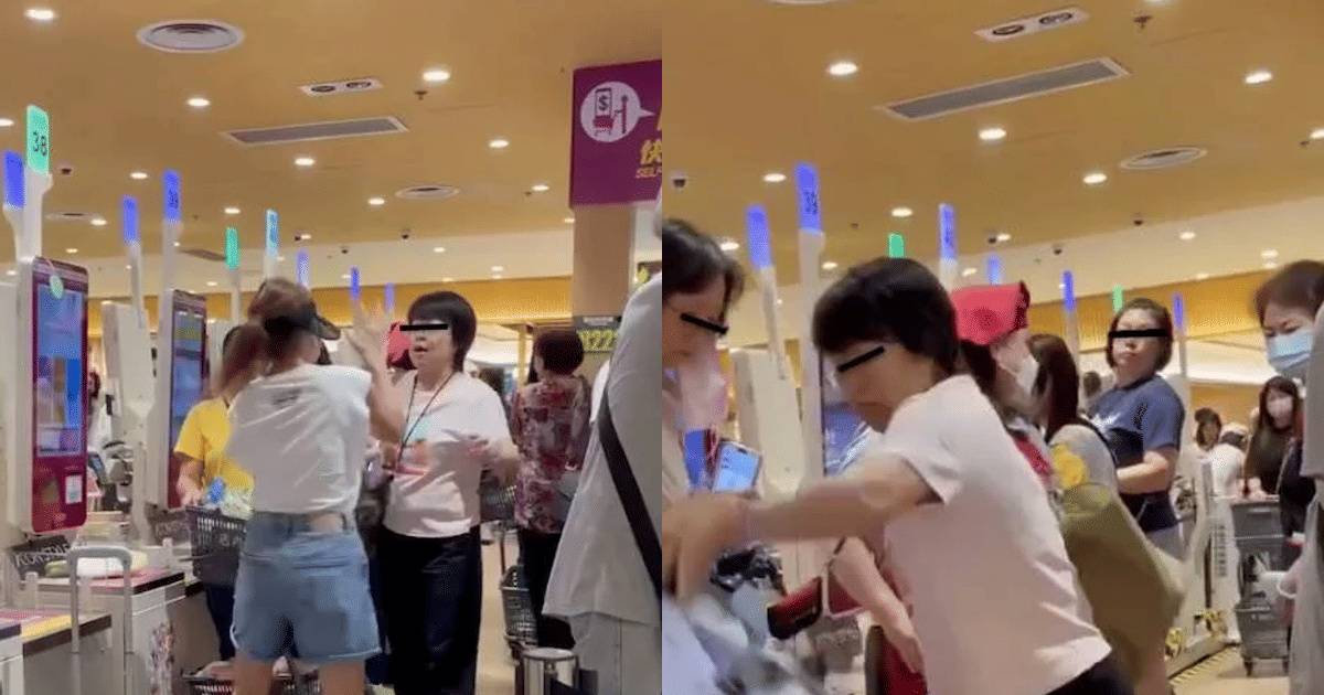 AEON惡婦排隊糾紛｜一手掀翻對方買餸車再挑釁 職員處理手法惹網民怒轟：欺善怕惡！
