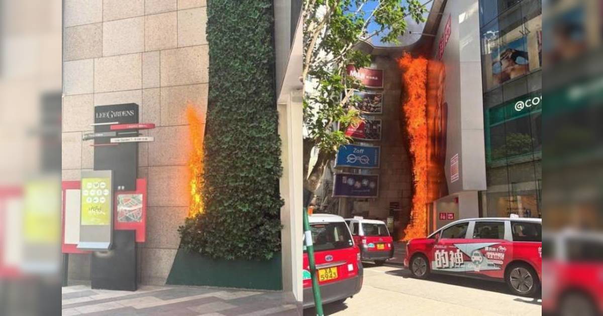 利舞台廣場外牆火警｜地下植物突然起火 網民驚揭原因求追究