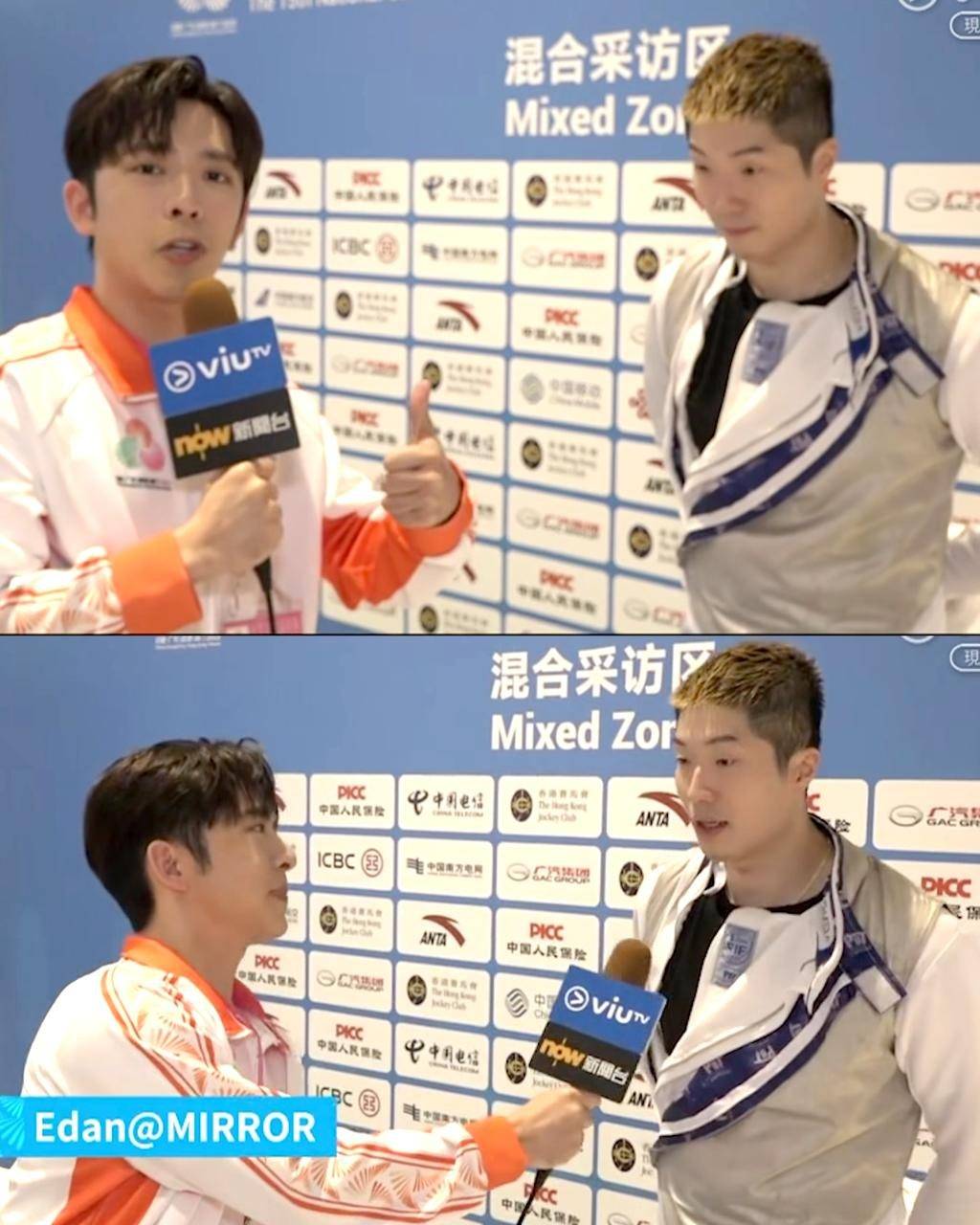 蔡俊彥 edan Edan先後同兩位世一運動員做訪問,有笑位又有專業內容,網友都期望Edan日後可再做特派記者!(圖片來源:ViuTV)