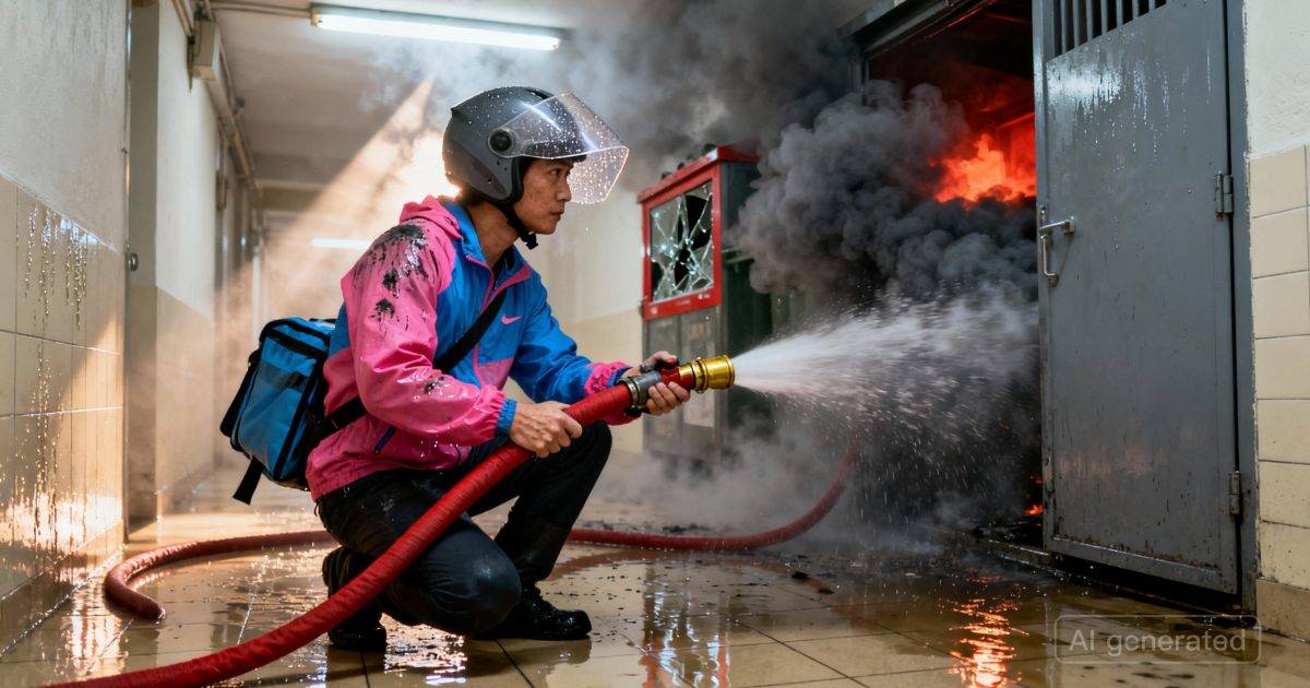 外賣員送餐聞煙味揭垃圾房起火｜與居民濃煙中救火 網民讚：真英雄