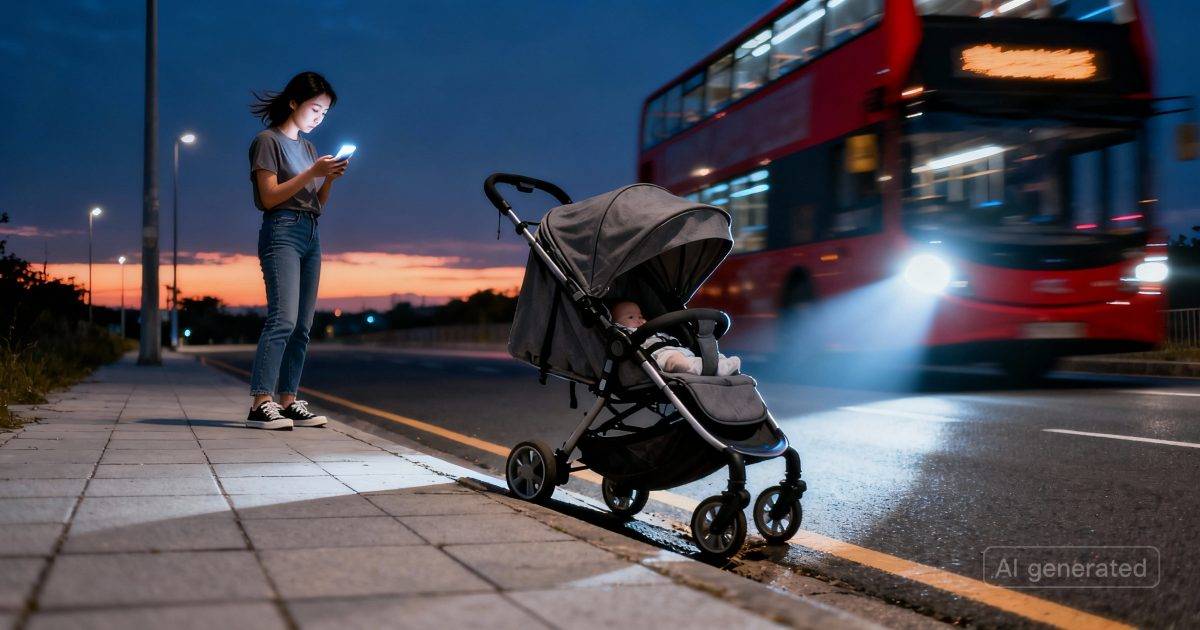 荃灣媽媽巴士站玩電話｜BB車突衝出馬路險遭輾斃 網民怒轟：生仔要考牌！